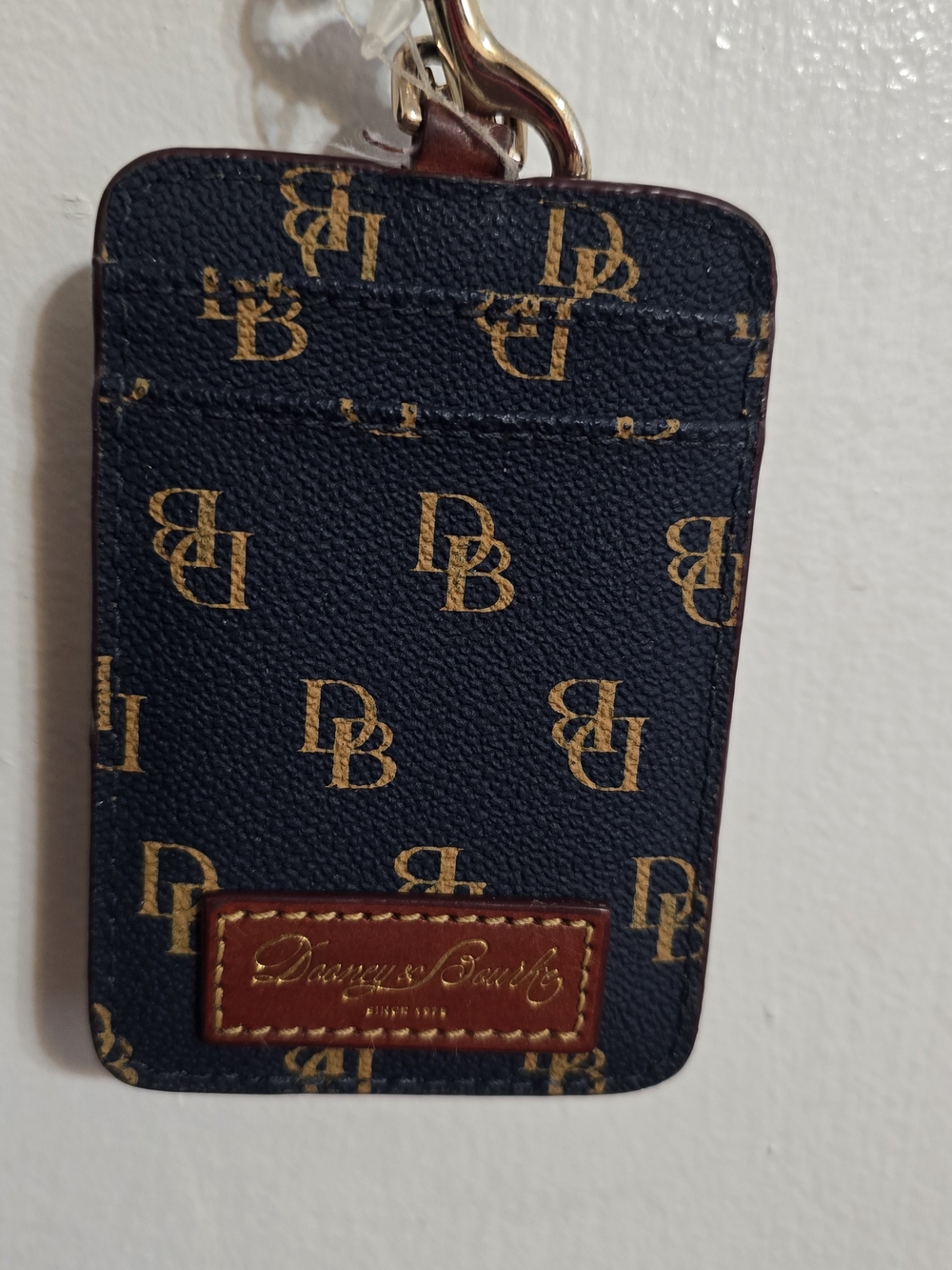 Dooney & Bourke Navy and Brown Logo Card Holder Lanyard - Picture 2 of 4
